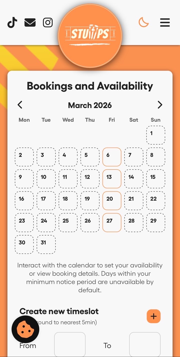 Cyberfreak Software - Space Station Deployment with STUMPS Cricket. Mobile-friendly design and easy to use booking system.